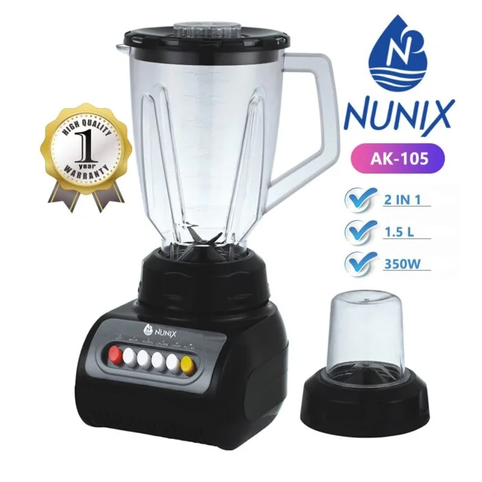 Nunix Blender, AK-105, 2 In 1 Blender With Grinding Machine, 1.5L.